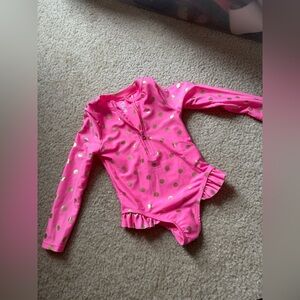 Wonder Nation Pink and Gold Kids Swim One Piece